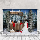 Lofaris Dicht Kiefer Bäume Regale Schneemann Weihnachten Hintergrund